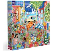 eeBoo 1000 pièces - Place de Marché en France Carton recyclé-Puzzle Adulte de qualité supérieure-PZTMFR, Noir, Coloré