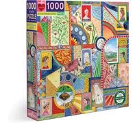 eeBoo: Piece and Love UFO Victorian Ladies Puzzle carré de 1 000 pièces pour adultes et familles, comprend des pièces brillantes, robustes et un puzzle minimal de poussière