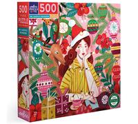 Eeboo Piece & Love: Mme Santa's Reindeer - 500 Piece Puzzle - Adult Square Jigsaw 23x23 Pices brillantes