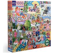eeBoo Piece & Love: Women Reading - Puzzle de 1000 pièces - Puzzle carré pour adulte, 23 x 23 cm, avec insert de référence d'image, pièces brillantes
