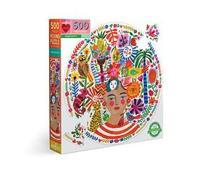 eeBoo- Positivity pensée Positive 500 Carton recy vec des pièces Brillantes-Puzzle Rond 58.5 cm de diamètre - PZFPOS, Multicouleur