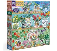 Eeboo - Puzzle 1000 Pièces Étagère Fleurie - Puzzle Floral 1000 Pièces - Dimensions 58.5 cm x 58.5 cm