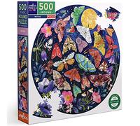 Eeboo - Puzzle Rond 500 pièces - Papillons de Nuit - Puzzle coloré en Carton recyclé - Puzzle Adulte de qualité supérieure - PZFMOT