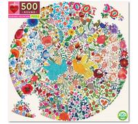 eeBoo - Puzzle 500 pièces rond - Oiseau bLeu oiseau jaune