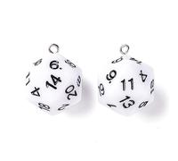 EEE ELECRELIVE Lot de 20 breloques D20 en acrylique opaque polyédrique blanc à 20 côtés pour la fabrication de bijoux, bracelets, colliers, boucles d'oreilles, porte-clés