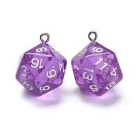EEE ELECRELIVE Lot de 20 breloques D20 en acrylique transparent à 20 faces en forme de dés polyédriques violets pour la fabrication de bijoux, bracelets, colliers, boucles d'oreilles, porte-clés