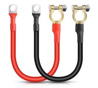 EEEKit 2PCS 3AWG 30cm 25mm² Câble de Batterie de Voiture 12V-24V Connecteurs de Bornes de Batterie Rouge Noir Bornes à Anneau SC35-10 Fil de Cuivre Automobile Camion Moto
