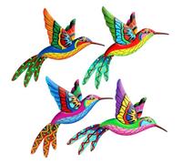EEEKit 4 Pièces Jardin Mur Art Extérieur, Décoration De Clôture En Métal, Colibri Jardin Mur Ornement Sculpture Suspendue pour Clôture Cour Véranda Patio Arrière-Cour Balcon Décoration