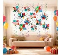 EEEKit 42 Pièces Décoration Oiseaux Tropicaux, Perroquet Toucan Spirales Suspendues Feuille Métallique pour Fête Hawaïenne, Été, Plage, Piscine, Luau, Tiki, Anniversaire, Intérieur Extérieur