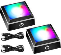 EEEKit Base Lumineuse LED Pour Cristaux, 2PCS Support Éclairé Changeant de Couleur pour Ornements en Verre