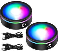 EEEKit Base Lumineuse LED Pour Cristaux, Lot 2 Supports de Lampe Multicolore, Socle Affichage pour Cristaux 3D en Verre avec Changement Couleur