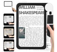 EEEKit Loupe de page pour la lecture de livres, loupe de grossissement 5X avec 48 LED ultra-lumineuses, grande feuille grossissante avec poignée pour personnes âgées et personnes malvoyantes