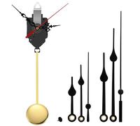 EEEKit Mécanisme d'Horloge avec Pendule, Mouvement Quartz Tic-Tac pour Horloge Murale avec 3 Paires d'Aiguilles, Axe 13,5 mm pour Réparation DIY