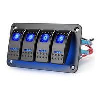 EEEKit Panneau d'Interrupteurs à Bascule 4 Positions, Lumineux 5 Broches Marche-Arrêt Interrupteurs à Levier Pré-câblés pour Véhicules Bateaux Marine 12V/24V