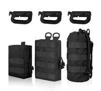 EEEKit Poches Molle, Lot de 3 Porte-Bouteilles, Porte-Hydration Tactique, Poches EDC Utilitaires avec 3 Mousquetons pour Randonnée Chasse Camping