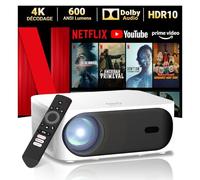 Eeenfy Mini Vidéoprojecteur 4K Supporté, Videoprojecteur Portable avec Netflix Officiel, Audio Dolby, Mini Projecteur 600 ANSI 1080P avec E-Focus & Correction, Retroprojecteur Cinéma WiFi Bluetooth