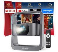 Eeenfy Mini Vidéoprojecteur Portable, Smart Projecteur Home Cinéma avec App Intégrée, 1080P, 350ANSI, E-Focus/Keystone, Rétroprojecteur Portatif WiFi Bluetooth pour Smartphone/Extérieur, Gris Foncé