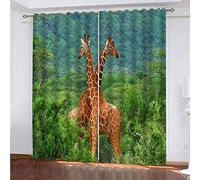 EEetwa Rideau Occultant Enfant Girafe Des Animaux De La Forêt 264X210Cm Rideaux Étoiles Occultants Pour Enfants Filles Chambre Salon Rideaux De Fenêtre Étoile Thermiques Isolants Décoration De Fenê