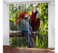 EEetwa Rideau Occultant Enfant Perroquet Animal De La Forêt 264X160Cm Rideaux Étoiles Occultants Pour Enfants Filles Chambre Salon Rideaux De Fenêtre Étoile Thermiques Isolants Décoration De Fenêtr