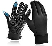 EEFOW Gants d'hiver pour Enfants - Écran Tactile : Gants de Cyclisme en Polaire Thermique avec Coupe-Vent - Gants de Course antidérapants (pour garçons et Filles de 4 à 12 Ans, Noir et Bleu), Noir,