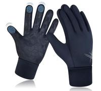 EEFOW Gants pour enfants - Gants d’hiver tactiles : Gants de vélo en Thermo Fleece avec protection contre le vent et antidérapants (pour garçons et filles de 4-12 ans, Noir & Bleu), bleu, ca. 10-12