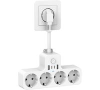 Eegletas Prises Voleur Multiprise Plate 4 000 W, Prise Multiple, 3 Usb, 1 Type C Et Interrupteur, Chargeur Usb Pour Bureau, Cuisine Et Chambre[DYB983761]