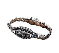 EEJBYTDI Bracelet porte-bonheur tibétain en argent à six caractères avec mantra, bracelet de méditation rotatif par transfert (silver,Medium)