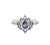EEJBYTDI Fuck It And Begin Again Bague de lotus en forme de fleur de lotus poli miroir résistant au ternissement avec zircon incrusté de zircones, 6, Métal, Zircone