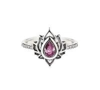 EEJBYTDI Fuck It And Begin Again Bague de lotus en forme de fleur de lotus poli miroir résistant au ternissement avec zircon incrusté de zircones, 9, Métal, Zircone