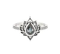 EEJBYTDI Fuck It And Begin Again Bague de lotus en forme de fleur de lotus poli miroir résistant au ternissement avec zircon incrusté de zircones, 9, Métal, Zircone