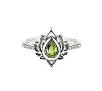 EEJBYTDI Fuck It And Begin Again Bague de lotus en forme de fleur de lotus poli miroir résistant au ternissement avec zircon incrusté de zircones, 9, Métal, Zircone