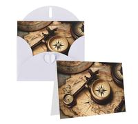 Eekstdbn Cartes de vœux boussole et carte du monde ancienne carte de vœux avec cartes d'invitation, carte de vacances, carte d'anniversaire