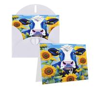 Eekstdbn Cartes de vœux Vache avec tournesols en bleu Carte de vœux avec toutes les occasions Cartes d'invitation, carte de vacances, carte d'anniversaire