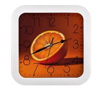 Eekstdbn Demi horloge murale orange avec cadre moderne, silencieuse, sans tic-tac, horloge rétro carrée de 25,9 cm, cadran facile à lire pour salon, chambre à coucher, décoration d'intérieur