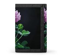Eekstdbn Dreamy Purple Clover Portefeuille à 3 volets, porte-cartes et porte-monnaie fin et élégant avec poche zippée pour pièces de monnaie pour homme et femme