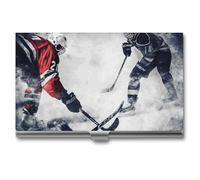 Eekstdbn Étui à cartes de visite artistique de hockey sur glace pour femme ou homme avec boutons-pression - Porte-nom portable pour cartes de crédit pour réunions d'affaires