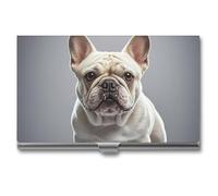 Eekstdbn Étui pour cartes de visite avec motif bouledogue français pour homme ou femme avec boutons-pression - Porte-nom portable pour cartes de crédit - Pour une utilisation en réunion d'affaires