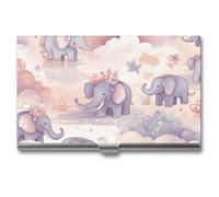Eekstdbn Étui pour cartes de visite avec motif éléphant pour femme ou homme avec boutons-pression - Porte-nom portable pour cartes de crédit - Pour une utilisation en réunion d'affaires