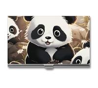 Eekstdbn Étui pour cartes de visite avec motif panda - Pour homme ou femme - Avec boutons-pression - Portable - Porte-nom - Porte-carte de crédit - Pour une utilisation en réunion d'affaires
