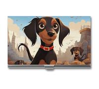 Eekstdbn Étui pour cartes de visite I Love My Dog Teckels pour homme ou femme avec boutons-pression - Porte-nom portable pour cartes de crédit - Pour une utilisation en réunion d'affaires