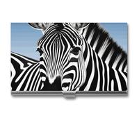 Eekstdbn Étui pour cartes de visite Zebra pour homme ou femme avec boutons-pression - Porte-nom portable pour cartes de crédit - Pour une utilisation en réunion d'affaires