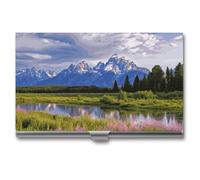 Eekstdbn Grand Teton National Park Étui pour cartes de visite pour homme ou femme avec boutons-pression