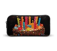 Eekstdbn Grande trousse à crayons Happy Birthday - Organiseur de papeterie de bureau simple et robuste - Fermeture éclair - Portable - Sac à crayons multifonction pour le bureau et les voyages