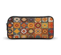 Eekstdbn Group of Trousse à crayons géométrique marocaine Organiseur de papeterie de bureau Simple Robuste Fermeture éclair Portable Trousse à crayons de bureau Voyage Sac multifonction