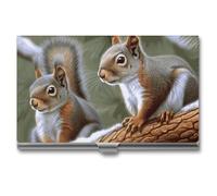 Eekstdbn Little Squirrel Étui pour cartes de visite pour homme ou femme Fermeture à boutons-pression Portable Porte-nom Porte-carte de crédit pour réunion d'affaires