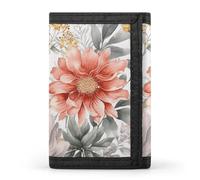 Eekstdbn Portefeuille à trois volets à motif floral pastel, porte-cartes et porte-monnaie, mini sac à monnaie fin et élégant avec poche zippée pour pièces de monnaie, crédit pour homme et femme