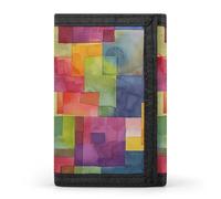 Eekstdbn Portefeuille à trois volets abstrait aux couleurs vives, porte-cartes et argent, mini sac à monnaie fin et élégant avec poche à fermeture éclair pour pièces de monnaie pour homme et femme