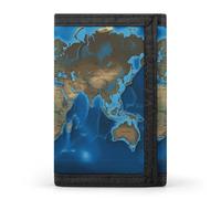 Eekstdbn Portefeuille à trois volets avec carte du monde, porte-cartes et argent, mini sac à monnaie fin et élégant avec poche zippée pour pièces de monnaie, crédit pour homme et femme