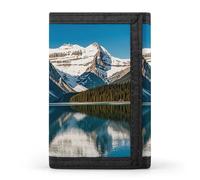 Eekstdbn Portefeuille à trois volets Panorama of The Lake Louise Mountains, porte-cartes et argent, mini sac à monnaie fin et élégant avec fermeture éclair et poche pour pièces de monnaie pour homme