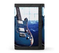 Eekstdbn Portefeuille à trois volets, porte-cartes et porte-monnaie avec fermeture éclair pour homme et femme Bleu